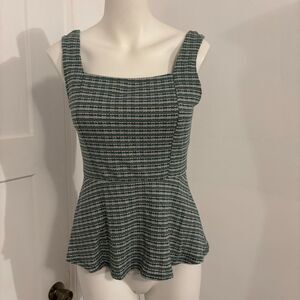Y2K Kaleigh size Small Green Striped Office Siren Peplum Tank Top